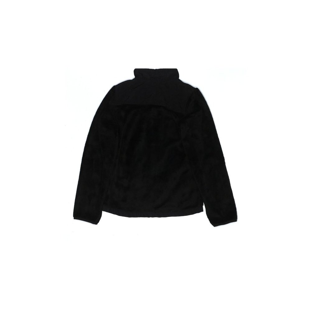 The Children's Place Faux Fur Track Jacket Black Full Zip Size Girls L 10 12